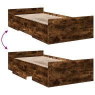 Рамка за легло с чекмеджета, опушен дъб, 90x190 см