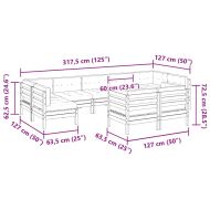 Градински комплект диван с възглавници 9 части, импрегниран бор