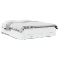 Рамка за легло, с чекмеджета, без матрак, бяла, 140x200 см