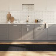 Килим, правоъгълен, черен, 70x500 см, бамбук