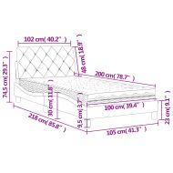 Легло с матрак, светлосиво, 100x200 см, кадифе