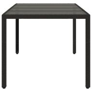 Градинска маса със стъклен плот черен 190x90x75 см полиратан