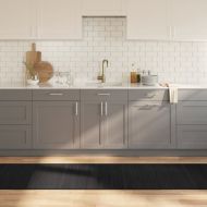 Килим, правоъгълен, черен, 70x400 см, бамбук