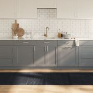 Килим, правоъгълен, черен, 80x500 см, бамбук