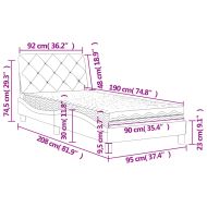 Легло с матрак, тъмносиво, 90x190 см, кадифе