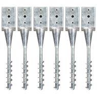 Заземителни колове 6 бр сребристи 9x9x56 см поцинкована стомана