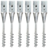 Заземителни колове 6 бр сребро 10x10x57 см поцинкована стомана