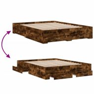 Рамка за легло с чекмедже опушен дъб 140x200 см инженерно дърво