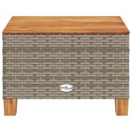 Градинска маса, сива, 55x55x36 см, полиратан и акациево дърво