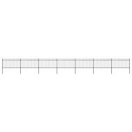 Градинска ограда с връх тип копие, стомана, 1248x100 см, черна