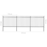 Градинска ограда с връх тип „копие“, стомана, 537x150 см, черна