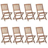 Сгъваеми градински столове, 8 бр, с възглавници, акация масив