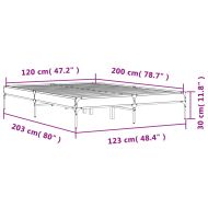 Рамка за легло, опушен дъб, 120x200 см, инженерно дърво и метал