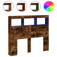 Табла шкаф с LED, опушен дъб, 120x17x102 см