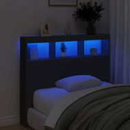 Табла шкаф с LED, черен, 120x17x102 см