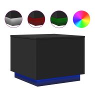 Маса за кафе с LED осветление, черна, 50x50x40 см