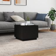 Маса за кафе с LED осветление, черна, 50x50x40 см