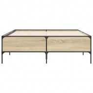 Рамка за легло, дъб сонома, 140x200 см, инженерно дърво и метал