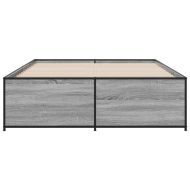 Рамка за легло, сив сонома, 120x190 см, инженерно дърво и метал