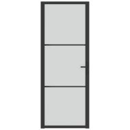 Интериорна врата, 76x201,5 см, черен мат, стъкло и алуминий