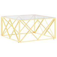 Маса за кафе 80x80x40 cм неръждаема стомана и стъкло