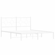 Метална рамка за легло с горна табла, бяла, 150x200 см