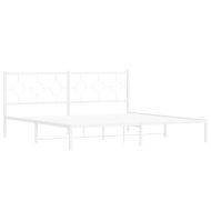 Метална рамка за легло с горна табла, бяла, 200x200 см