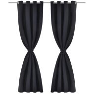 Затъмняваща завеса с метални халки, 270x245 см, черна