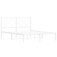 Метална рамка за легло с горна табла, бяла, 135x190 см