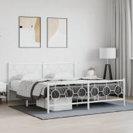 Метална рамка за легло с горна и долна табла, бяла, 180x200 см