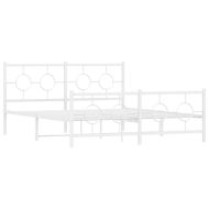 Метална рамка за легло с горна и долна табла, бяла, 150x200 см