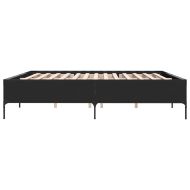 Рамка за легло, черна, 200x200 см, инженерно дърво и метал