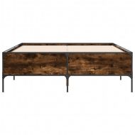 Рамка за легло, опушен дъб, 160x200 см, инженерно дърво и метал