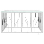Маса за кафе 80x80x40 cм неръждаема стомана и стъкло