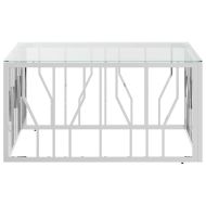 Маса за кафе 80x80x40 cм неръждаема стомана и стъкло