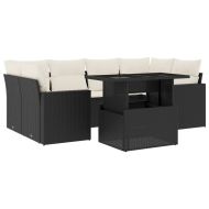 Градински комплект диван с възглавници 7 части черен полиратан
