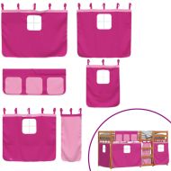 Двуетажно легло със завеси розово 75x190 см масивен бор масив