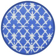 Килим за открито, ARAKIL синьо и бяло, Ø200 см, PP