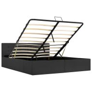 Легло с повдигащ механизъм, тъмносиво, текстил, 160x200 см