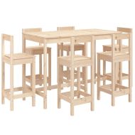 Градински бар комплект от 7 части, масивна борова дървесина