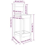 Бар столове 2 бр 40x41,5x112 см борово дърво масив