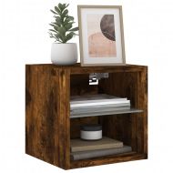 Стенни ТВ шкафове с LED лампи, 2 бр, опушен дъб, 30x28,5x30 см