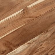 Кафе маса, сребриста, неръждаема стомана и акациево дърво масив