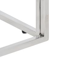 Кафе маса, сребриста, неръждаема стомана и акациево дърво масив