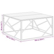 Кафе маса, сребриста, неръждаема стомана и акациево дърво масив