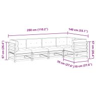 Градински комплект с възглавници, 5 части, импрегниран бор