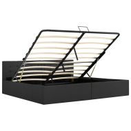 Легло с повдигащ механизъм, тъмносиво, текстил, 180х200 см