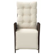 Накланящи градински столове с подложка 2 бр, кафяв, полиратан