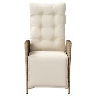 Накланящи градински столове с подложка 2 бр, бежов, полиратан