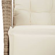 Накланящи градински столове с подложка 2 бр, бежов, полиратан